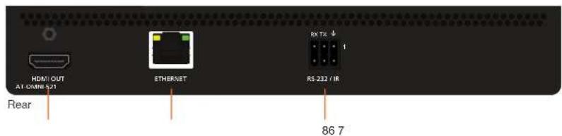 HDMI/OUT AT-DOWN/S-21 ETHERNET RS-232 / IR 86 7 Rear