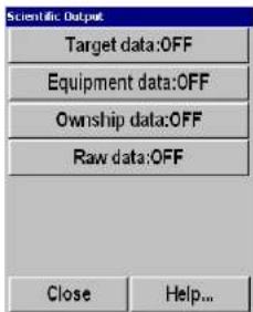 Scientific Output Target data:OFF Equipment data:OFF Ownership data:OFF Raw data:OFF Close Help...