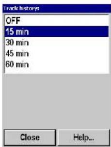 Track history OFF 15 min 30 min 45 min 60 min Close Help...