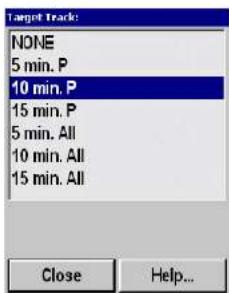 Target Track: NONE 5 min. P 10 min. P 15 min. P 5 min. All 10 min. All 15 min. All Close Help...