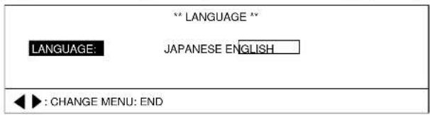 ** LANGUAGE ** LANGUAGE: JAPANESE ENGLISH ◄► : CHANGE MENU: END