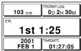 103 nm TTGTRIP LOG 0D 2H 30M ETA 1st 1:25 2001 FEB 1 TIMEDATE 01:27:05