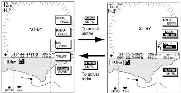 12 3nm H-UP ST-BY SIGNAL PROC. RADAR DISPLAY +5.3 NAV FUNC TARGET 34° 22. 3456'N 359.9" 080° 22. 3456'E 19.9 k 16.0nm RADAR CNTRL PLOTTR CNTRL WP-002 FISH 12 3nm H-UP ST-BY MARK ENTITY MODE NTH UP +1 NOV -2 POS 34° 22. 3456'N 359.9" 080° 22. 3456'E 19.9 k 99.9 nm 16.0nm PLOTTR CNTRL WP-002 FISH