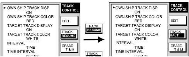 FURUNO 1762 - Stopping, restarting plotting of own ship track - 1