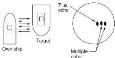 Own ship Target True echo Multiple echo