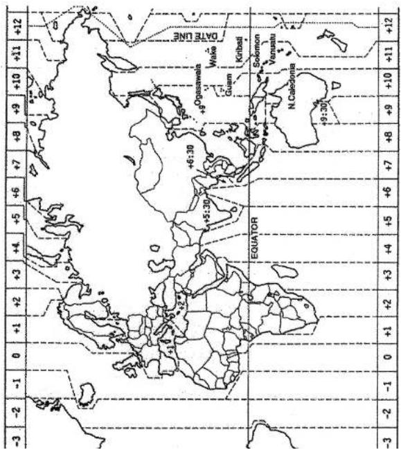 Oates Lake +12 +9 +10 +11 +8 +7 +6 +5 +4 +3 +2 -2 -1 0 +1 -3 -2 0 +1 +5 +6 +7 +8 +9 +10 +11 +12 EQUATOR N. Caesonia Solomon Vanuatu Kirkati Wales Osaswala Cayam +6:30 +5:30 -3