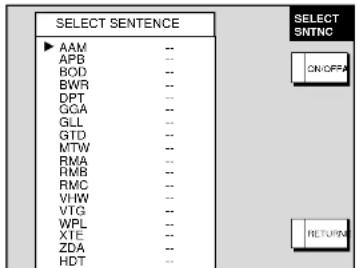 SELECT SENTENCE ▶ AAM -- APB -- BOD -- BWR -- DPT -- GCA -- GLL -- GTD -- MTW -- RMA -- RMB -- RMC -- VHW -- VTG -- WPL -- XTE -- ZDA -- HDT -- SELECT SNTNC ON/OFFA RETURN