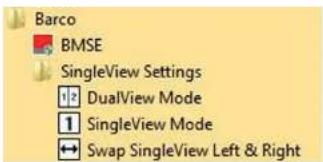 Barco BMSE SingleView Settings 12 DualView Mode 1 SingleView Mode Swap SingleView Left & Right