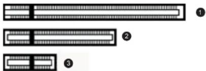 Diagram showing three labeled rectangular blocks with horizontal lines and rectangular cutouts, likely representing a schematic or layout.