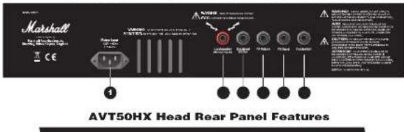 Marshall AVT50HX Head Rear Panel Features