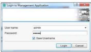 Login to Management Application User name: admin Password: ***** ✓ Save Usurname Login Cancel