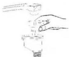 Hand holding a small electronic component with a bulb, no visible text or symbols