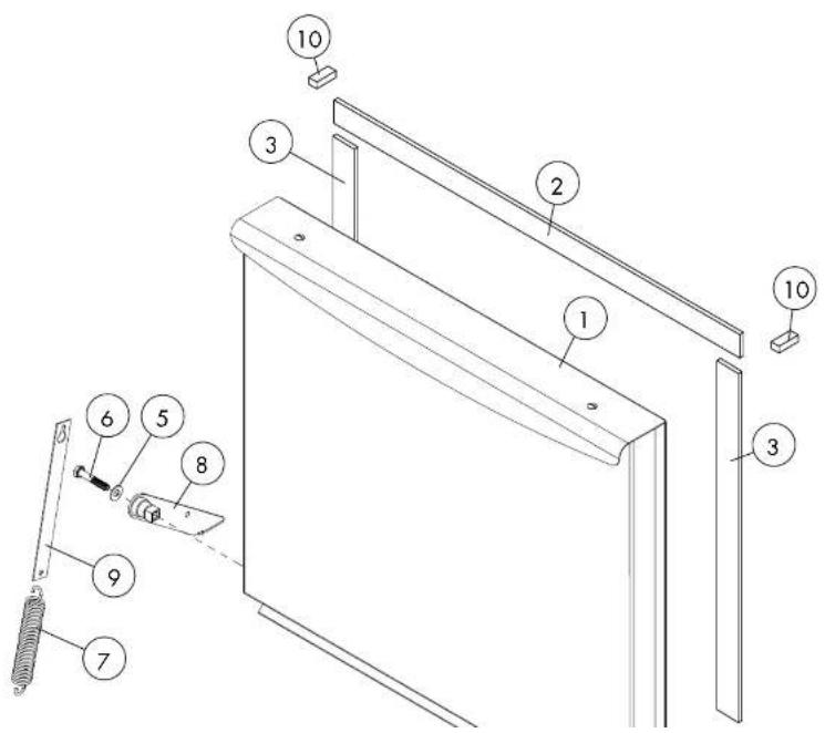 Technical diagram of a mechanical assembly with numbered components, likely for assembly or maintenance instructions.