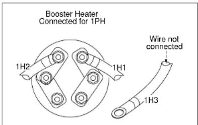 Booster Heater Connected for 1PH 1H2 1H1 Wire not connected 1H3