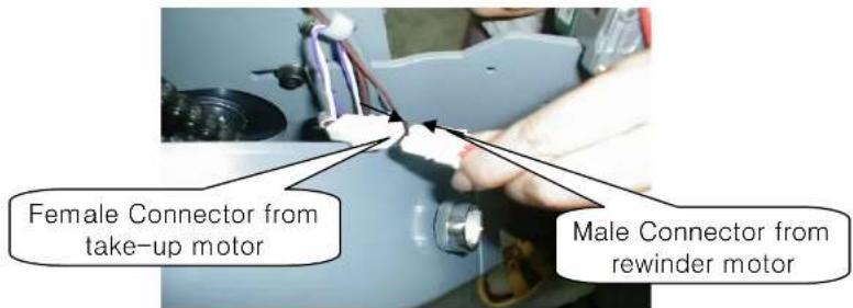 Female Connector from take-up motor Male Connector from rewinder motor