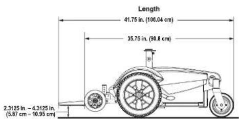 Length 41.75 in. (106.04 cm) 35.75 in. (90.8 cm) 2.3125 in. - 4.3125 in. (5.87 cm - 10.95 cm)