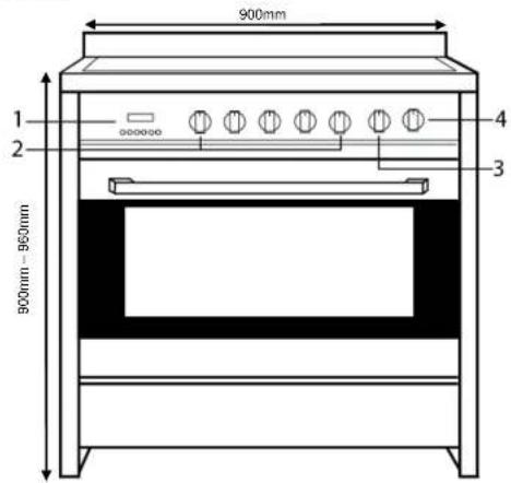 900mm 1 2 900mm - 960mm 4 3