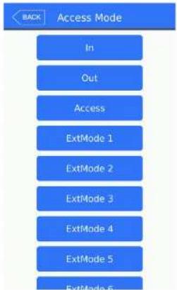 BACK Access Mode In Out Access ExtMode 1 ExtMode 2 ExtMode 3 ExtMode 4 ExtMode 5 ExtMode 6