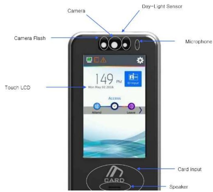 Camera Day-Light Sensor Camera Flash Microphone 149 PM Mon May 02 2016 Touch LCD Access Attend Leave Card input Speaker