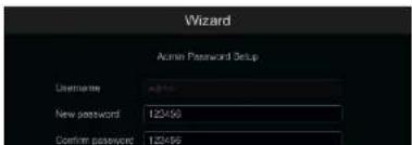 Wizard Admin Password Setup Username: 123456 New password: 123456 Confirm password: 123456