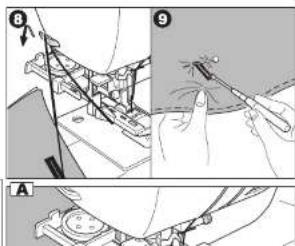 Technical diagram showing three-step assembly process with labeled steps and tool application