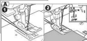 Technical diagram showing mechanical assembly steps with labeled parts and a magnified detail view