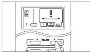 Diagram of a device control panel with labeled buttons and directional arrows indicating input/output ports