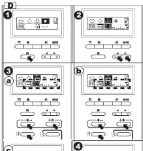 Cropped image showing four labeled panels (a, b, c, d) of a control panel with switches and buttons, likely from an electronics or industrial control system.