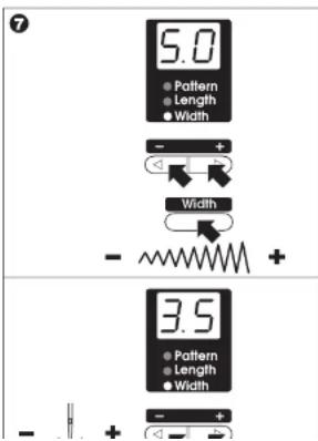 5.0 ● Pattern ● Length ● Width - + Width - + 3.5 ● Pattern ● Length ● Width - +