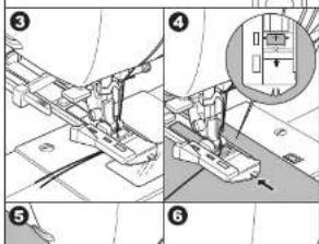 Technical diagram showing mechanical assembly steps with numbered components and a magnified detail view