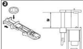 Technical diagram showing mechanical assembly with labeled parts and dimension 'a'