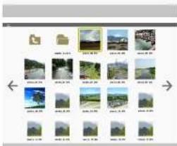 Grid of photo thumbnails with Chinese labels, showing various landscape and urban settings