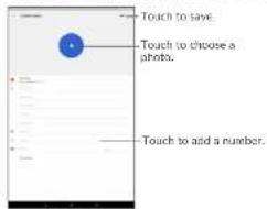 Touch to save Touch to choose a photo. Touch to add a number.