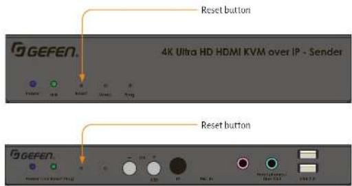 Reset button 4K Ultra HD HDMI KVM over IP - Sender Reset button