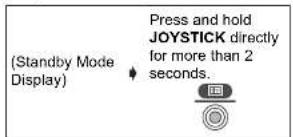 (Standby Mode Display) Press and hold JOYSTICK directly for more than 2 seconds.