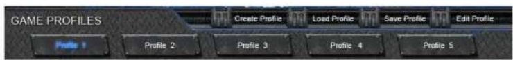GAME PROFILES Create Profile Load Profile Save Profile Edit Profile Profile 1 Profile 2 Profile 3 Profile 4 Profile 5