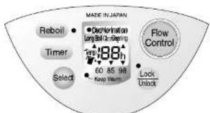 REBOIL Timer Select Made in Japan ● Deformation Longfall is proper 48h 60 85 98 Keep Warm Flow Control Lock Unlock