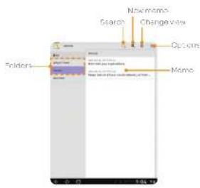 Search New memo Change view Folders Buttons Memo