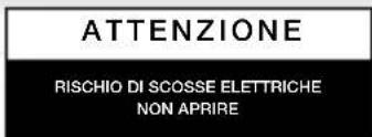ATTENZIONE RISCHIO DI SCOSSE ELETTRICHE NON APRIRE