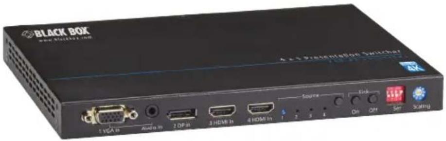 BLACK BOX www.blackbox.com 4.2.1 Presentation Switcher 1 VGA in Audio in 2 DIP in 3 HDMI in 4 HDMI in Source Link On Off Set Scaling