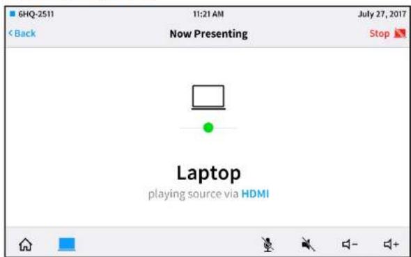 6HQ-2511 11:21 AM July 27, 2017 < Back Now Presenting Stop Laptop playing source via HDMI