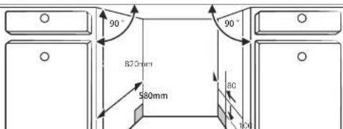 90° 82.0mm 580mm 90° 80 100