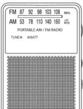 FM 87 92 98 103 108 MHz AM 53 78 110 140 160 kHz PORTABLE AM / FM RADIO TUNE ○ BATT