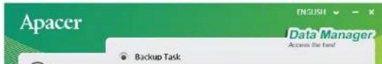 Apacer INGUSH Data Manager Access the text Backup Task