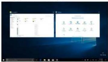 Screenshot of Windows desktop showing Start menu with File, Edit, and View options alongside a grid of icons and status bar.