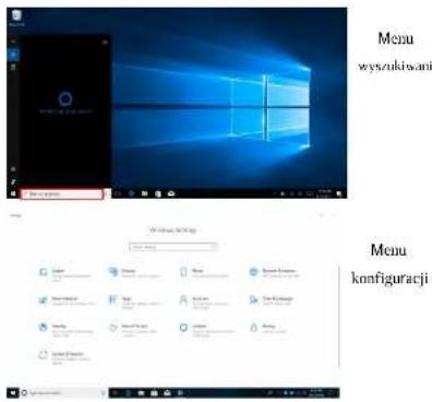 Menu wyszukiswani Windows 9.5 Options Menu konfiguracji