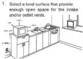 1. Select a level surface that provides enough open space for the intake and/or outlet vents.