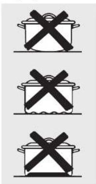 Three identical cooking pots with crossed black X marks, likely indicating resistance or prohibition.