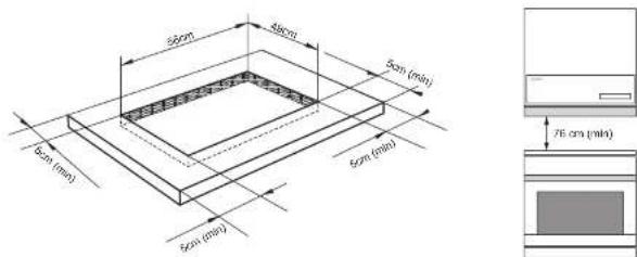 50cm 50cm 5cm (min) 6cm (min) 6cm (min) 76 cm (min)