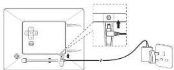 Diagram showing a device connected to a power outlet with labeled components and directional arrows indicating flow or movement.